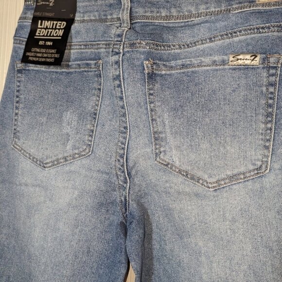 Seven7 Percy Wash 26" Ankle Jeans, Embroidered Floral, Sz 12 - Picture 5 of 10